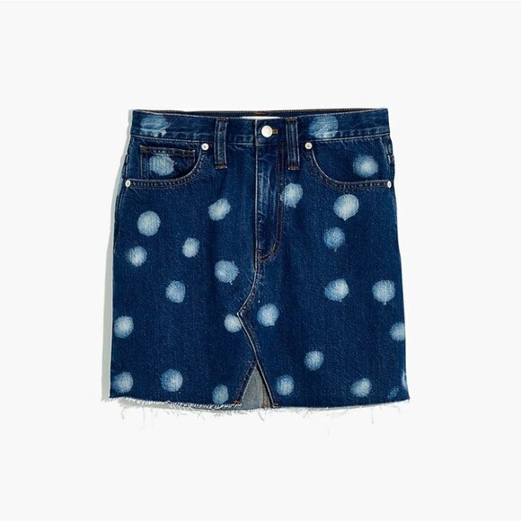 MADEWELL Denim-A-Line Polka Dot Micro and Ultra Mini Denim Skirt - Picture 1 of 11